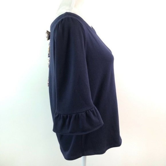 ModCloth- Jewel Neck 3/4 Ruffle Hem Top - Picture 5 of 9